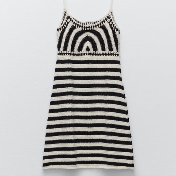 Zara Dresses Zara Crochet Dress Black And White Poshmark